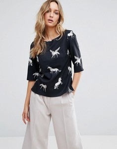 Sugarhill Boutique Horse Print Top - Черный