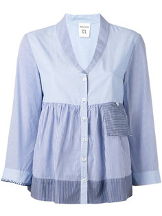 striped ruffled buttoned blouse Erika Cavallini