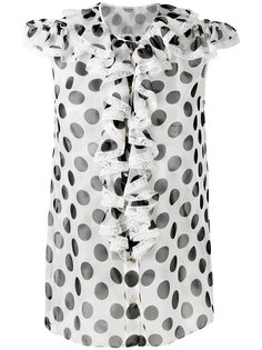 блузка с оборками и узором в горох Dolce &amp; Gabbana