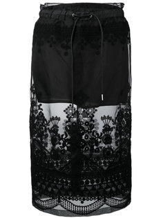 sheer panel embroidered skirt Sacai