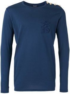 топ с логотипом и золотистыми пуговицами Balmain