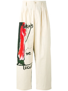 брюки свободного кроя с принтом women Yohji Yamamoto