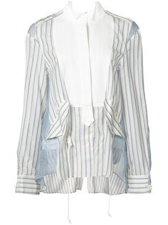 sheer panel stripe bib shirt Sacai