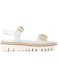 gold stud embellished sandals Baldinini