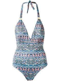 v neck printed swimsuit Sub