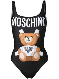 слитный купальник с изображением медведя Moschino