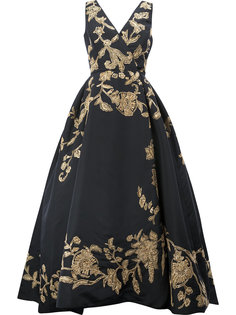 вечернее платье с цветочной вышивкой Oscar de la Renta