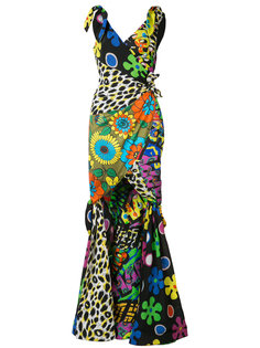 mixed print fishtail gown Moschino