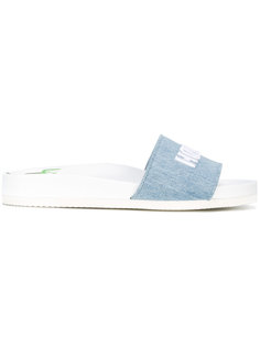 palm tree denim sliders Joshua Sanders