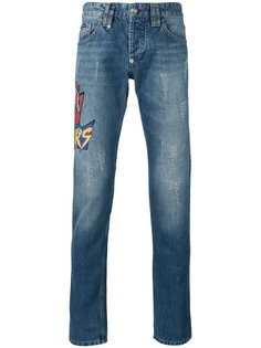 джинсы с вышивкой Philipp Plein