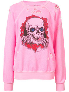 Fluo Fuxia distressed printed sweater Unravel Project