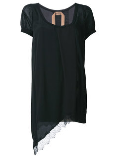asymmetric lace hem T-shirt Nº21