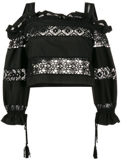 укороченный топ с кружевными вставками Alberta Ferretti