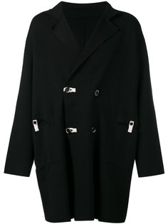 двубортное пальто с контрастной отделкой Yohji Yamamoto