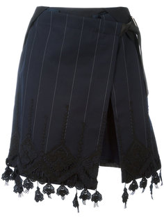 юбка с запахом и кружевной отделкой Sacai