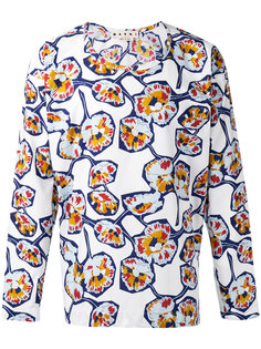 Whisper print collarless shirt Marni