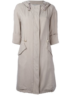 three-quarters sleeve hooded coat Herno