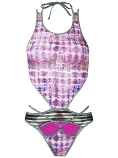 panelled print swimsuit Janiero