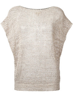 open knit cap sleeve top Fay