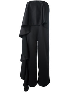 ruffled satin-backed crepe gown Solace