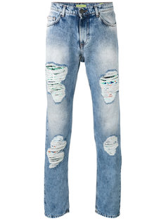 джинсы прямого кроя с потертой отделкой Versace Jeans