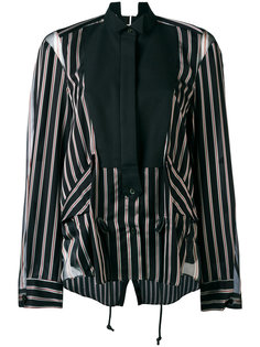рубашка в тонкую полоску с манишкой Sacai