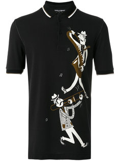 футболка-поло с принтом джаз музыканта  Dolce &amp; Gabbana
