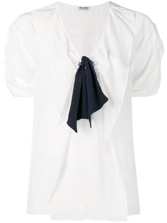 блузка с V-образным вырезом Miu Miu