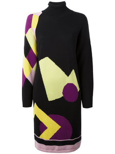 roll neck geometric dress Versace Vintage