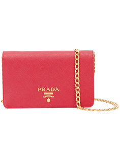 logo plaque clutch Prada