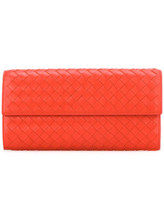 плетеный  кожаный континентальный кошелек Bottega Veneta