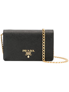 logo plaque clutch Prada