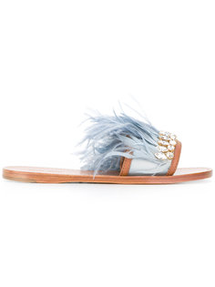 jewelled feather detail sandals Miu Miu