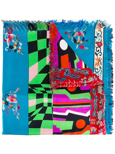 stripe and floral fringed scarf Pierre-Louis Mascia