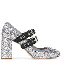 блестящие туфли с пряжками Miu Miu
