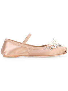 embellished ballerina shoes Miu Miu