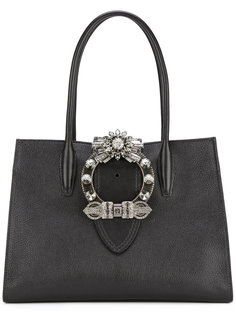 crystal embellished top handle tote Miu Miu