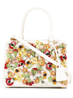 сумка-тоут с цветочным украшением Prada