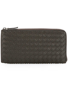 плетеный кожаный кошелек на молнии Bottega Veneta