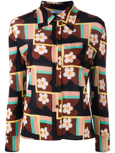 укороченная рубашка с цветочным принтом Prada