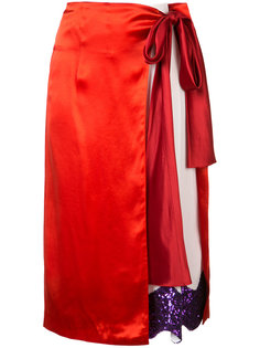 satin contrast wrap skirt Toga