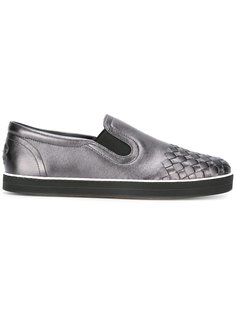 кеды-слипон с отделкой металлик Bottega Veneta