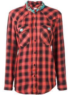 beaded neck checked shirt Forte Couture