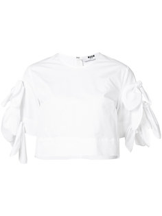 ribbon sleeve crop top MSGM