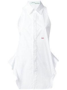 ruffled trim sleeveless shirt Off-White