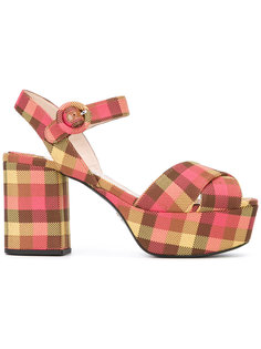 checked platform sandals Prada