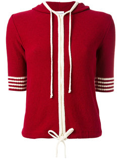 shortsleeved drawstring knitted hoodie Red Valentino