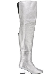 metallic thigh length boots Marc Ellis