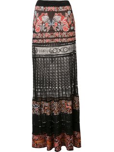 жаккардовая юбка с кружевным вставками Roberto Cavalli