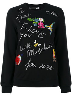 толстовка с разноцветными нашивками Love Moschino